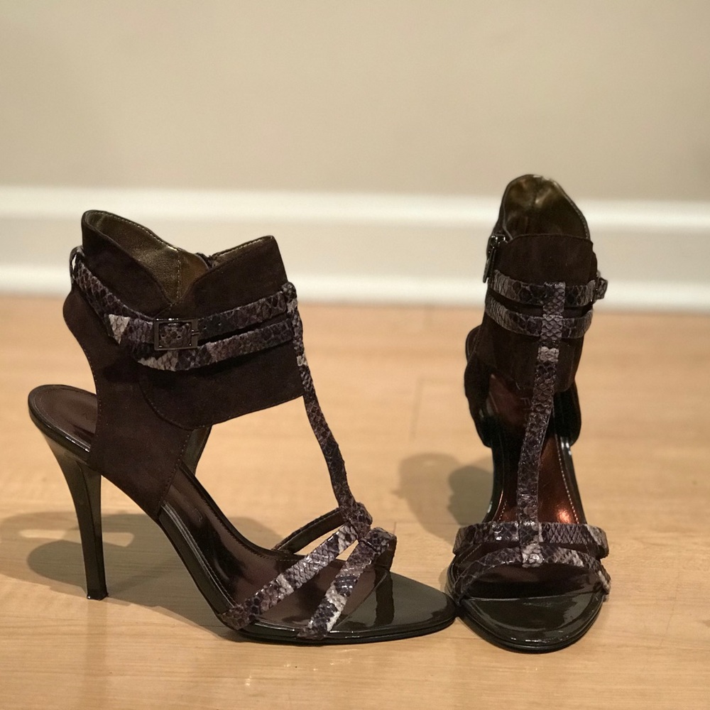 Marc Fisher Snake/Brown Bootie Sandal